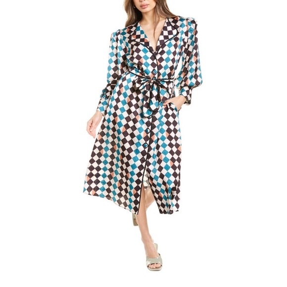 PatBO Dresses & Skirts - PatBo | NWT Checkered Print Robe Midi Dress Size 6